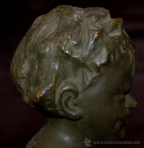 Arte: Busto de niño en terracota patinada. Aproximadamente años 30-40s. Firmado Biscarri Cuyàs (catalan). - Foto 18 - 26529144